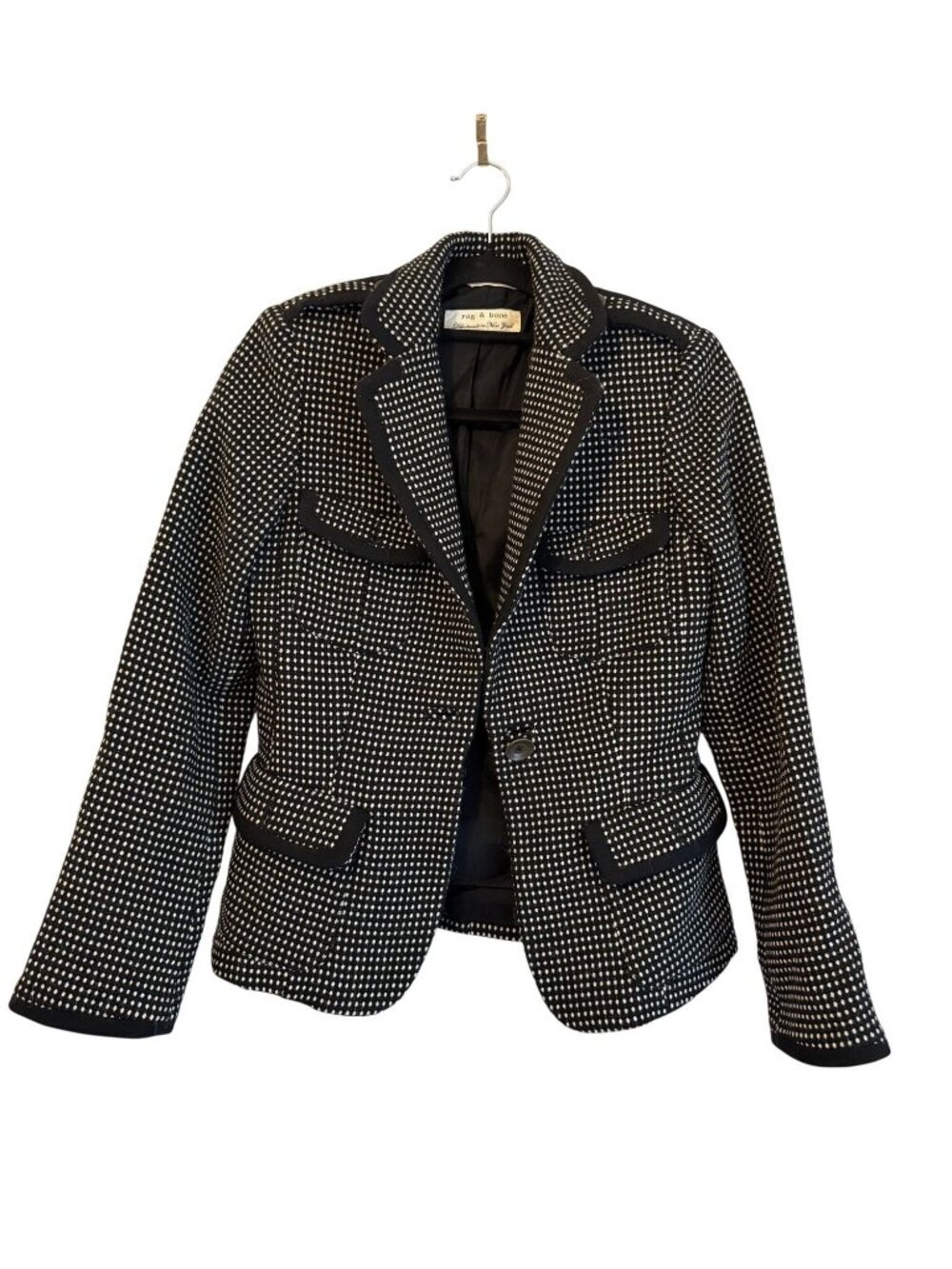 Rag & Bone Black and White Womens Wool Blazer Size US 6 [jb]